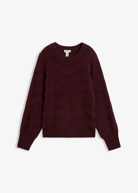 Pullover mit Flauschgarn in rot von vorne - bonprix