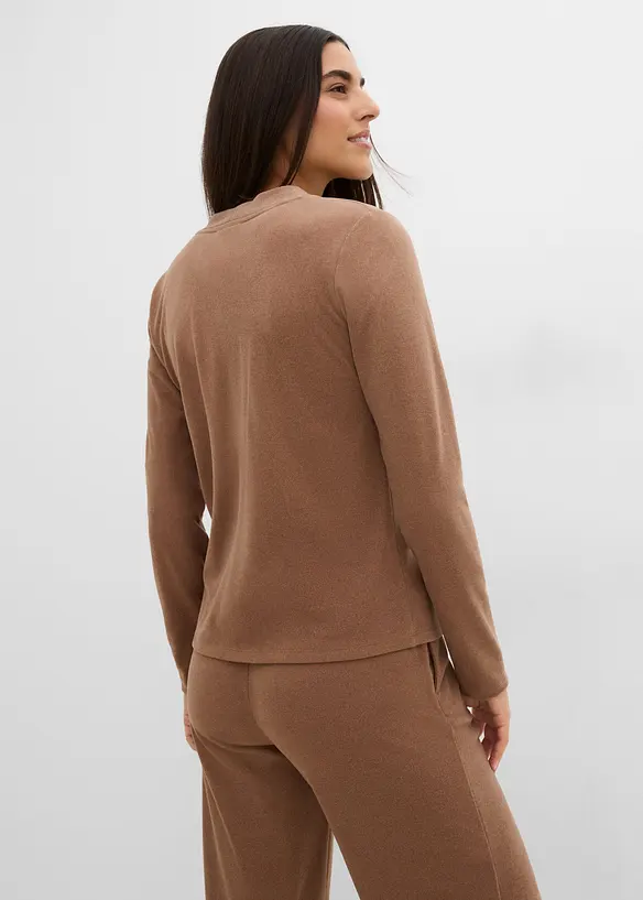 Cardigan aus weichem Rippjersey in braun von hinten (im Anschnitt) - bonprix