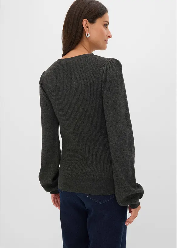 Pullover aus softem Viskose-Mix in grau von hinten (im Anschnitt) - bonprix