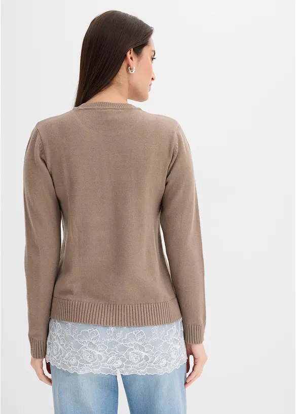 Feinstrickpullover aus Viskose-Mix in braun von hinten (im Anschnitt) - bonprix