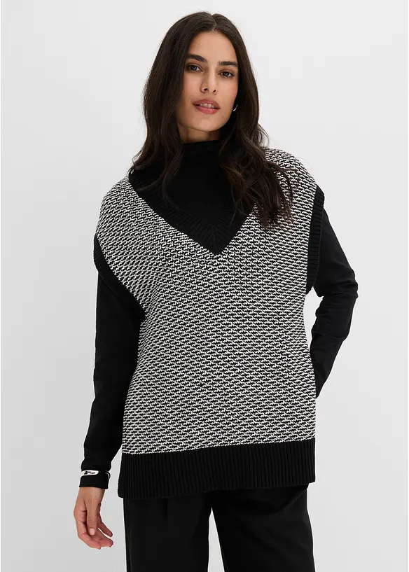 Oversize Pullunder in schwarz von vorne (im Anschnitt) - bonprix