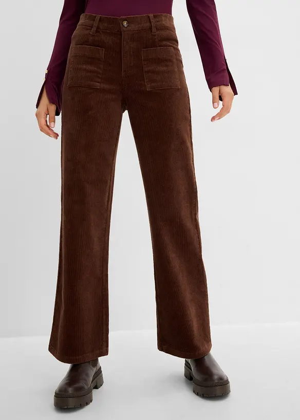 Cordhose aus Baumwoll-Stretch in braun von vorne - bonprix Cordhose aus Baumwoll-Stretch in braun von vorne - bonprix