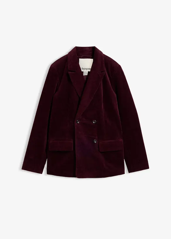 Cord-Blazer als Zweireiher in rot von vorne - bonprix