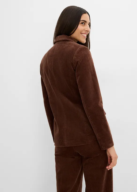 Cord-Blazer als Zweireiher in braun von hinten (im Anschnitt) - bonprix