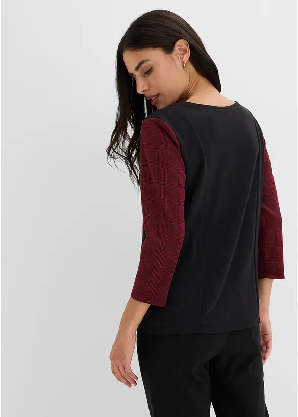 Jaquard-Shirt mit Stickerei in rot von hinten (im Anschnitt) - bonprix
