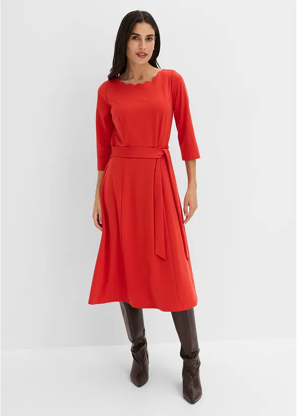 Jerseykleid aus Punto di Roma in rot von vorne (Totalaufnahme) - bonprix Jerseykleid aus Punto di Roma in rot von vorne (Totalaufnahme) - bonprix