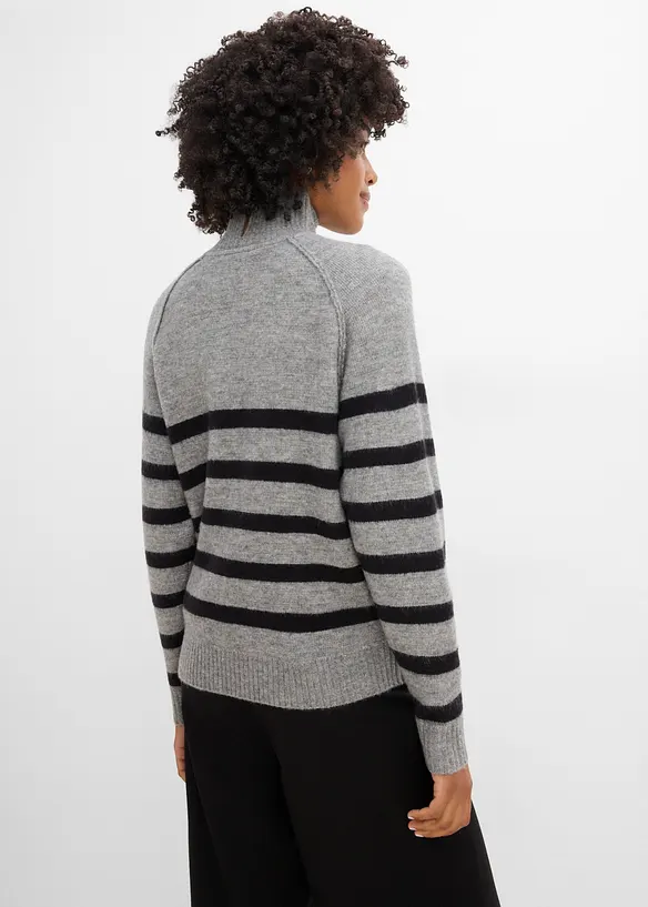 Lockerer Strickpullover mit Rollkragen in grau von hinten (im Anschnitt) - bonprix Lockerer Strickpullover mit Rollkragen in grau von hinten (im Anschnitt) - bonprix