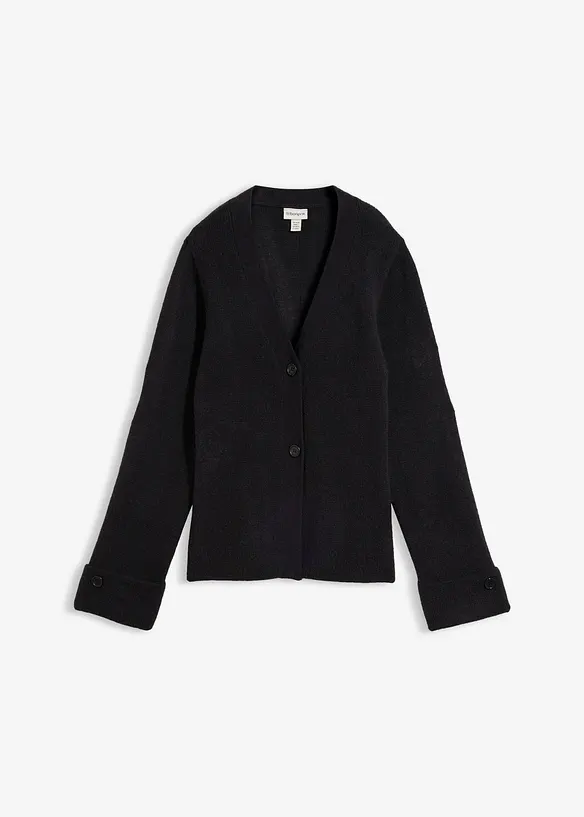 Taillierte Feinstrickjacke in schwarz von vorne - bonprix Taillierte Feinstrickjacke in schwarz von vorne - bonprix