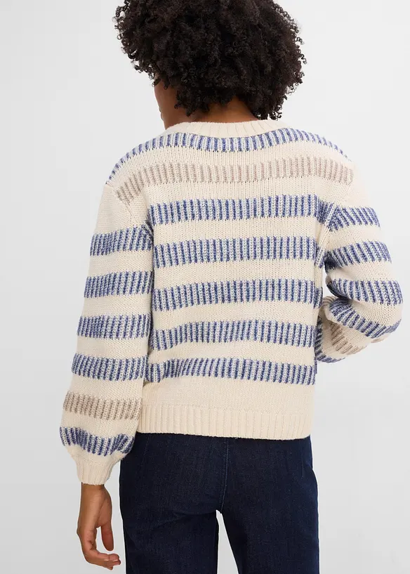 Pullover mit Strukturstrick in beige von hinten (im Anschnitt) - bonprix
