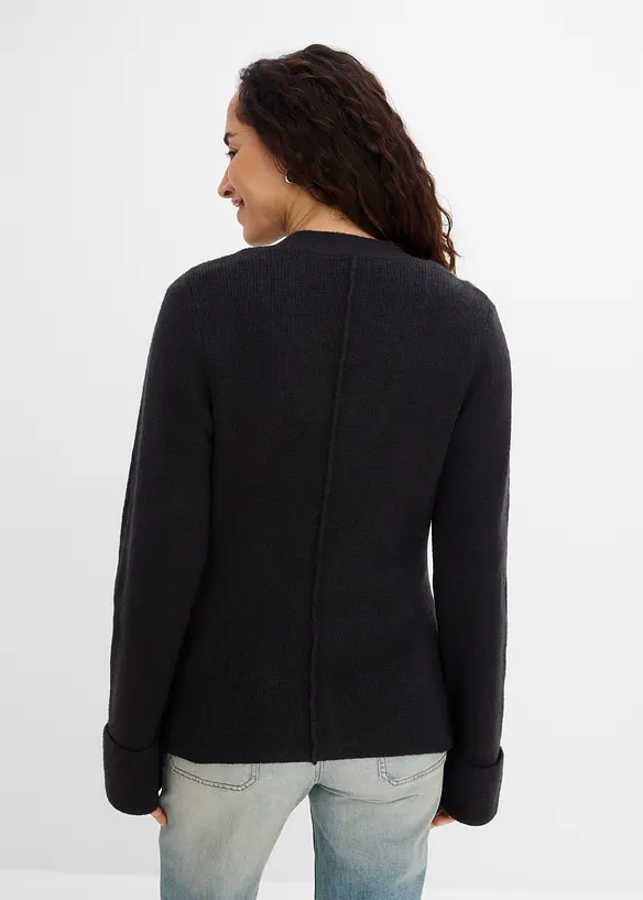Taillierte Feinstrickjacke in schwarz von hinten (im Anschnitt) - bonprix Taillierte Feinstrickjacke in schwarz von hinten (im Anschnitt) - bonprix