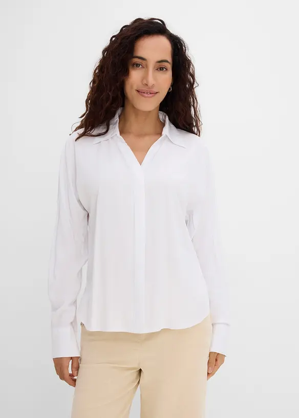 Bluse aus softer Viskose in weiß von vorne (im Anschnitt) - bonprix Bluse aus softer Viskose in weiß von vorne (im Anschnitt) - bonprix