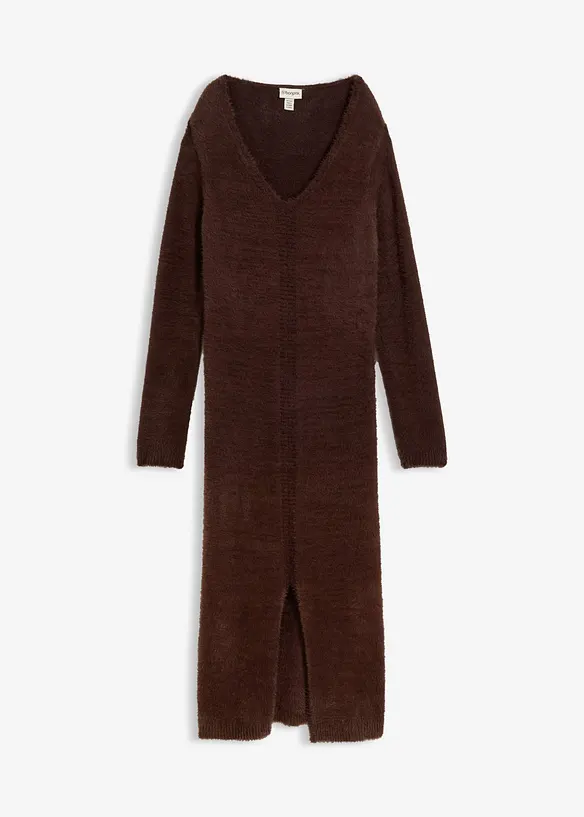 Midi-Strickkleid aus Hairy Knit in braun von vorne - bonprix
