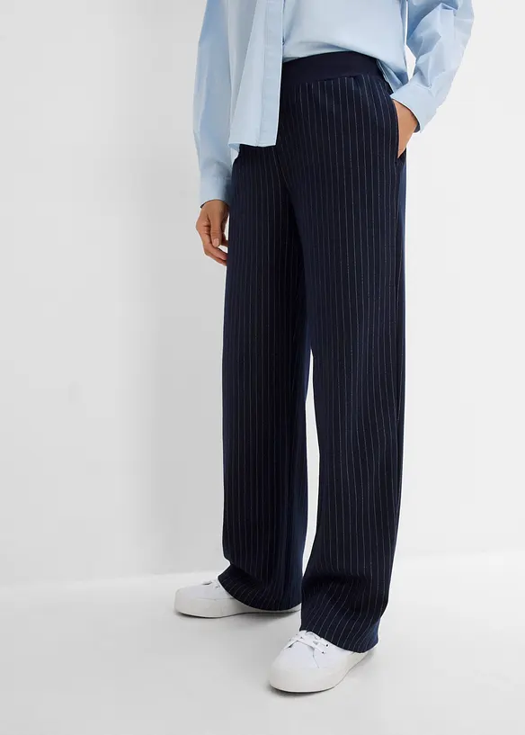 Jersey-Hose aus Punto di Roma in blau von vorne - bonprix