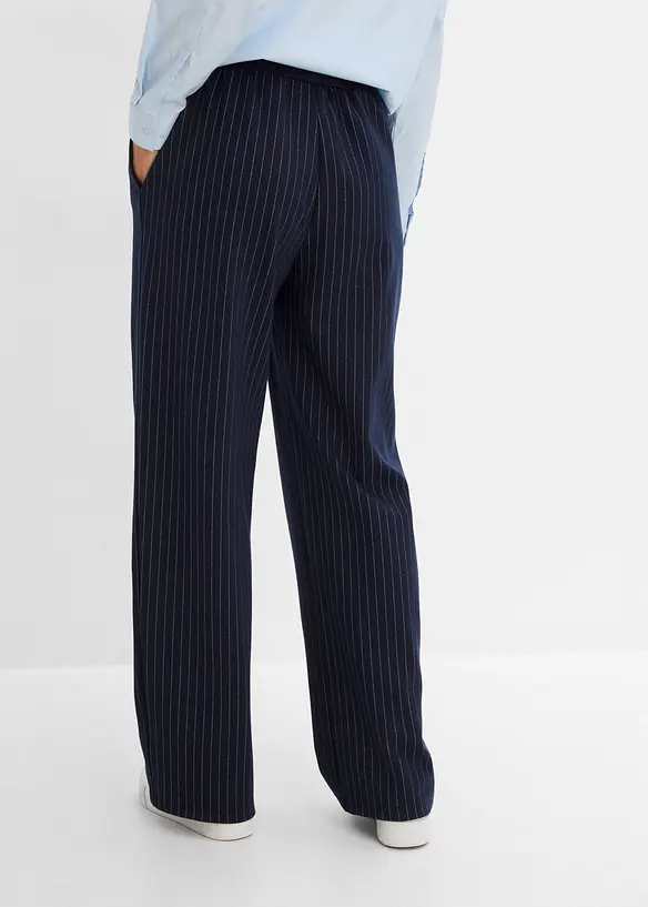 Jersey-Hose aus Punto di Roma in blau von hinten - bonprix