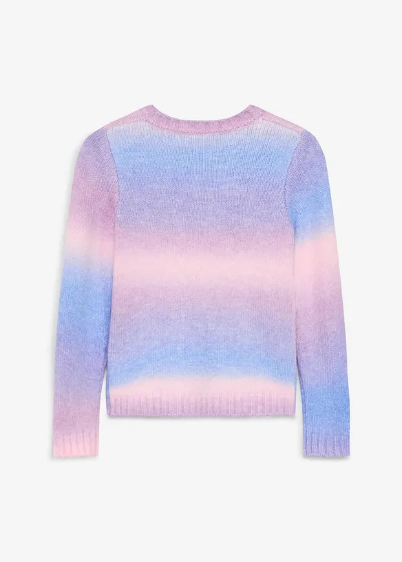 Grobstrick-Pullover aus weichem Woll-Mix in lila von hinten - bonprix
