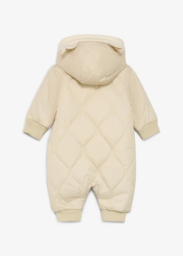 Warm wattierter Baby Overall, wind- und wasserabweisend in beige von hinten - bonprix