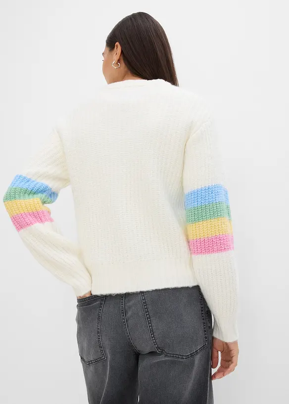 Pullover mit Wollanteil in weiß von hinten (im Anschnitt) - bonprix