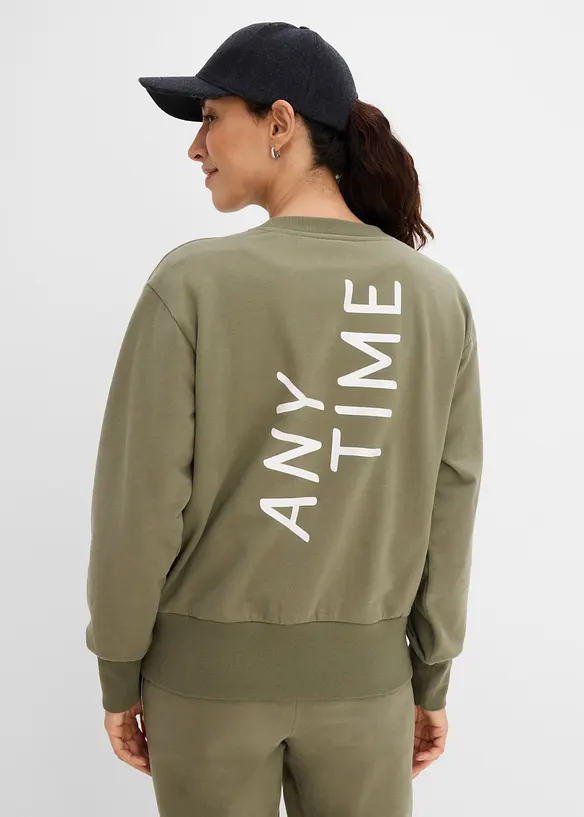 Oversize-Sweatshirt aus weichem Baumwoll-Mix in grün von hinten (im Anschnitt) - bonprix