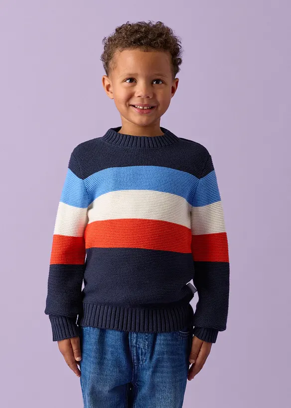 Lurchi Grobstrick-Pullover in blau von vorne (im Anschnitt) - Lurchi