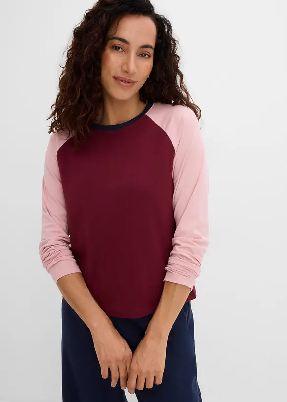 Raglanshirt aus Bio-Baumwoll-Mix in rot von vorne (im Anschnitt) - bonprix Raglanshirt aus Bio-Baumwoll-Mix in rot von vorne (im Anschnitt) - bonprix