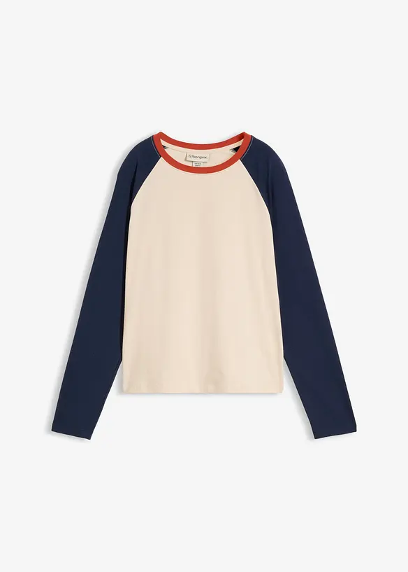 Raglanshirt aus Bio-Baumwoll-Mix in beige von vorne - bonprix Raglanshirt aus Bio-Baumwoll-Mix in beige von vorne - bonprix