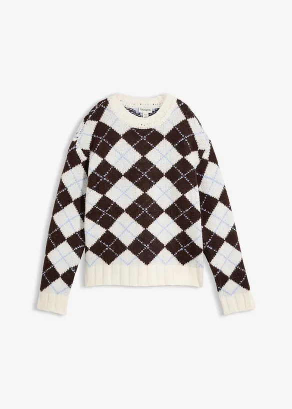 Norweger-Pullover mit Rautenmuster in blau von vorne - bonprix