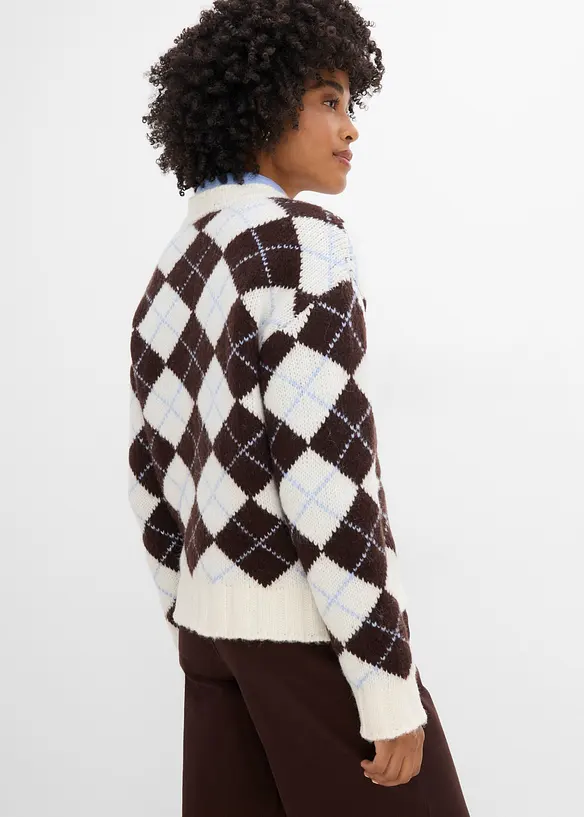 Norweger-Pullover mit Rautenmuster in blau von hinten (im Anschnitt) - bonprix