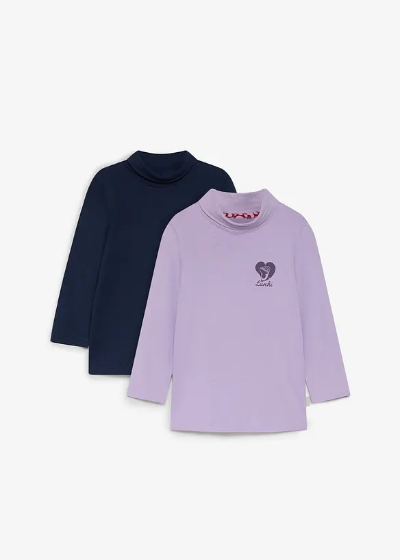 Lurchi Rollkragenshirt aus weicher Bio Baumwolle (2er Pack) in blau von vorne - Lurchi