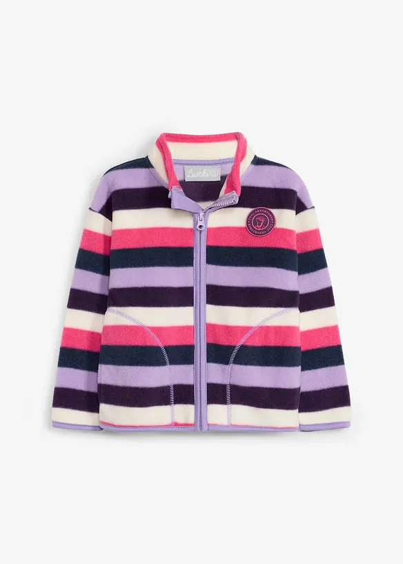 Lurchi Fleecejacke mit Kontrastdetails in lila von vorne - Lurchi