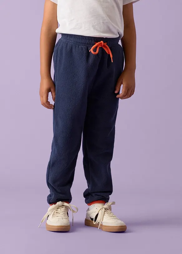 Lurchi Thermo-Schlupfhose aus weichem Fleece in blau von vorne - Lurchi