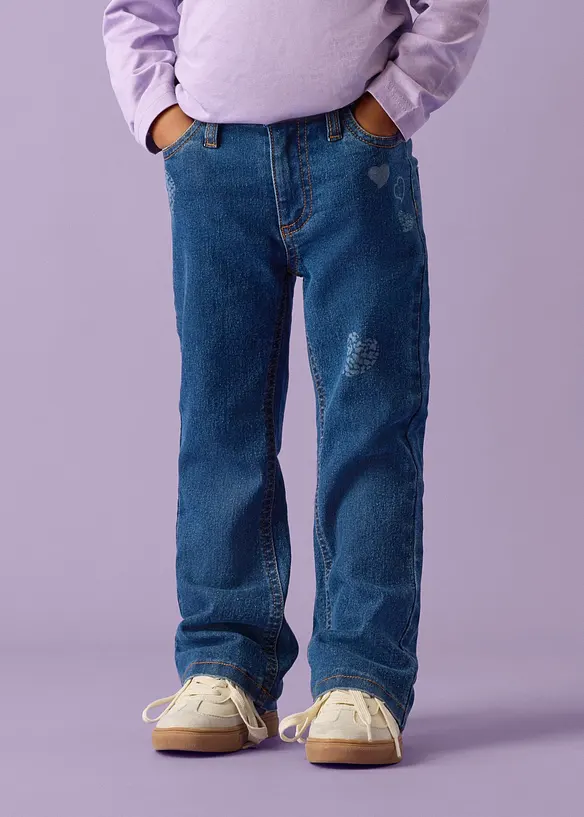 Lurchi Thermo Bootcut-Jeans, Mid Waist in blau von vorne - Lurchi