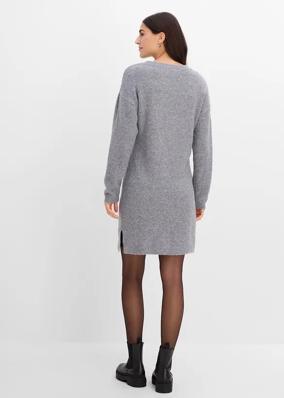 Strickkleid mit Applikation in grau von hinten (Totalaufnahme) - bonprix