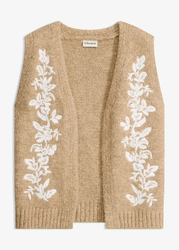 Strick-Weste in beige von vorne - bonprix