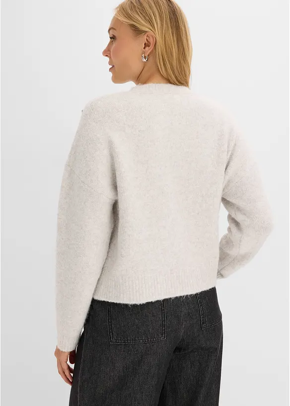 Pullover mit Applikation und Wollanteil in grau von hinten (im Anschnitt) - bonprix Pullover mit Applikation und Wollanteil in grau von hinten (im Anschnitt) - bonprix