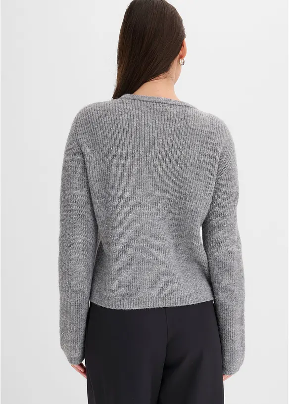 Pullover mit Applikation in grau von hinten (im Anschnitt) - bonprix