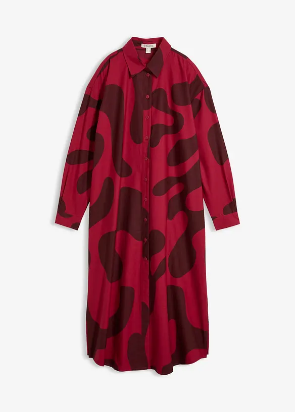 Blusenkleid aus reiner Bio-Baumwolle in rot von vorne - bonprix