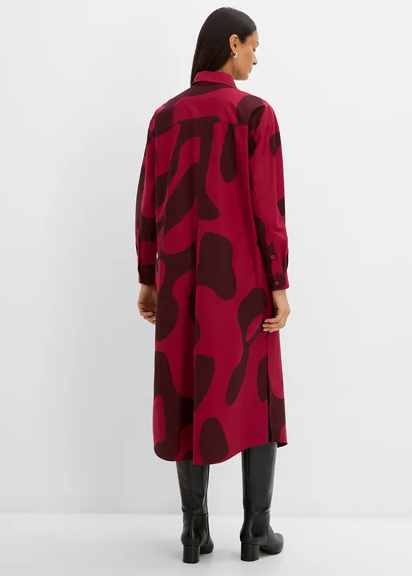 Blusenkleid aus reiner Bio-Baumwolle in rot von hinten (Totalaufnahme) - bonprix