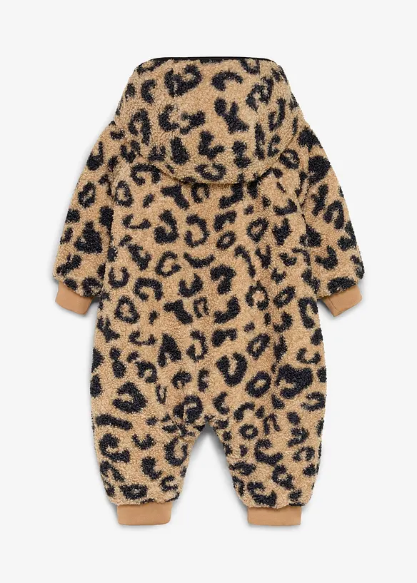 Baby 2-in-1 Wendeoverall mit kuscheligem Teddy-Fleece in beige von hinten - bonprix