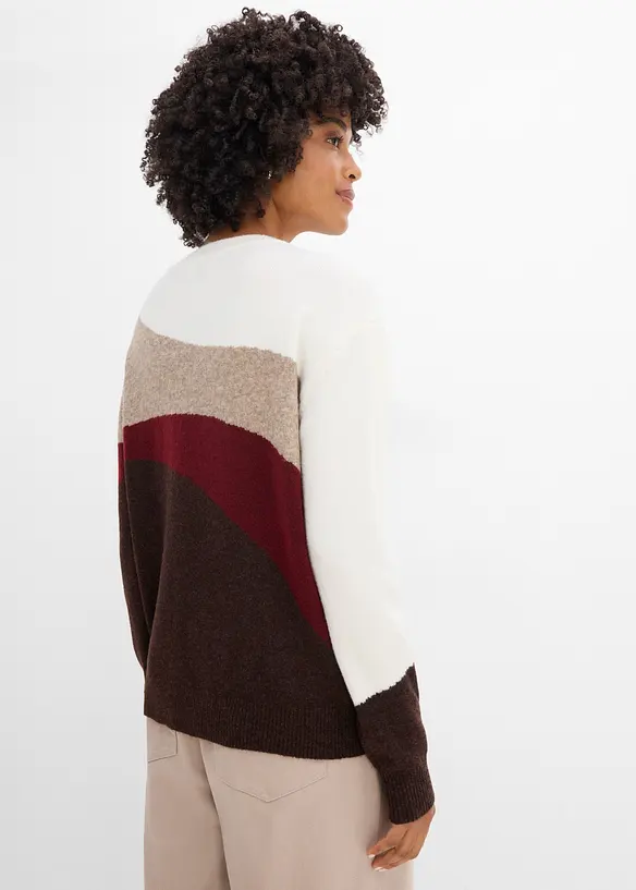 Pullover mit Color-Block-Optik in weiß von hinten (im Anschnitt) - bonprix