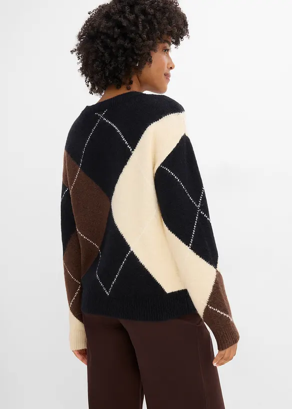 Oversize-Pullover mit Stehkragen in schwarz von hinten (im Anschnitt) - bonprix