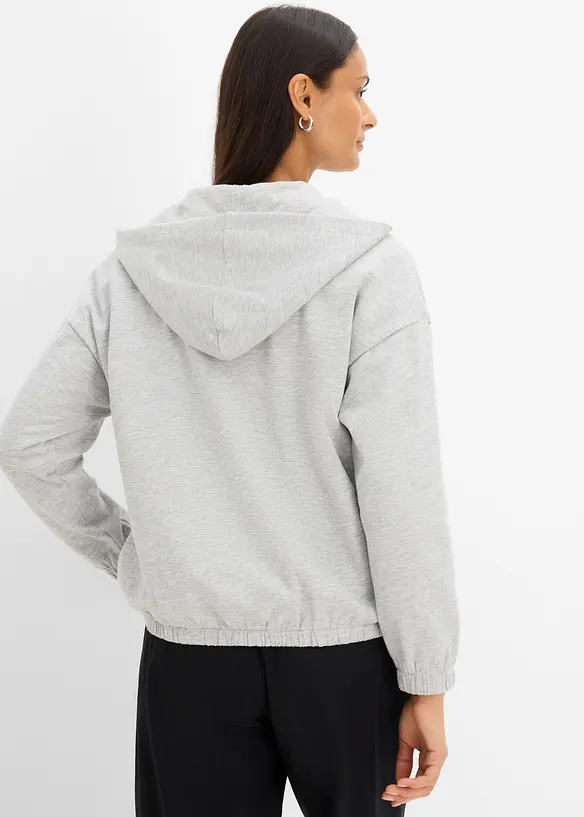 Kapuzen-Sweatjacke aus weichem Baumwoll-Mix in grau von hinten (im Anschnitt) - bonprix Kapuzen-Sweatjacke aus weichem Baumwoll-Mix in grau von hinten (im Anschnitt) - bonprix
