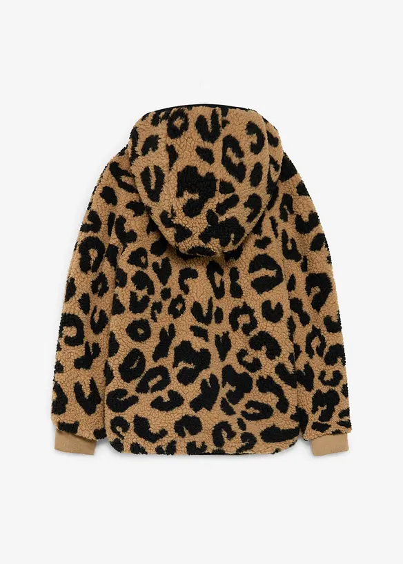 2-in-1 Wendejacke mit kuscheligem Teddy-Fleece in beige von hinten - bonprix