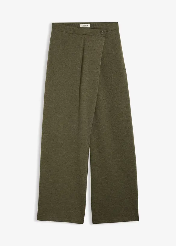 Piqué-Hose mit asymmetrischem Verlauf in grün von vorne - bonprix
