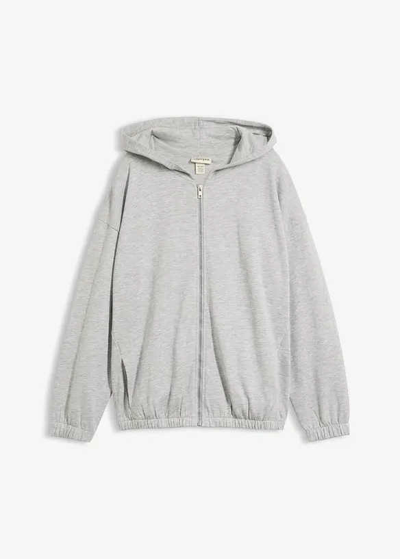 Kapuzen-Sweatjacke aus weichem Baumwoll-Mix in grau von vorne - bonprix Kapuzen-Sweatjacke aus weichem Baumwoll-Mix in grau von vorne - bonprix