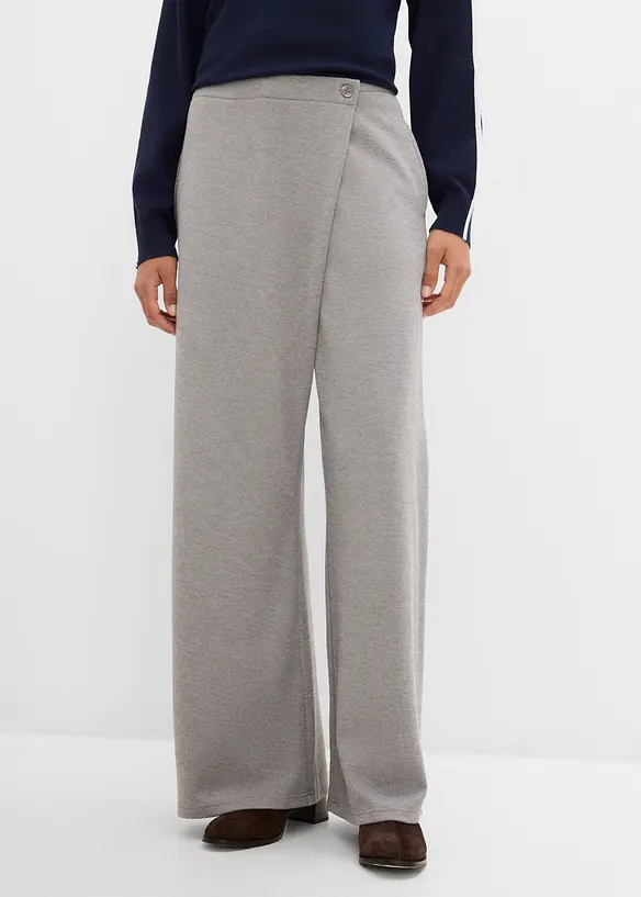 Piqué-Hose mit asymmetrischem Verlauf in grau von vorne - bonprix Piqué-Hose mit asymmetrischem Verlauf in grau von vorne - bonprix