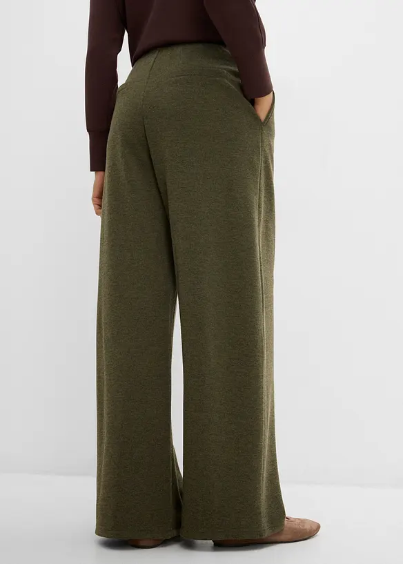 Piqué-Hose mit asymmetrischem Verlauf in grün von hinten - bonprix