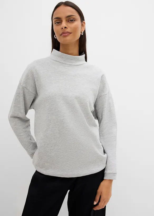 Sweatshirt aus weichem Baumwoll-Mix in grau von vorne (im Anschnitt) - bonprix Sweatshirt aus weichem Baumwoll-Mix in grau von vorne (im Anschnitt) - bonprix