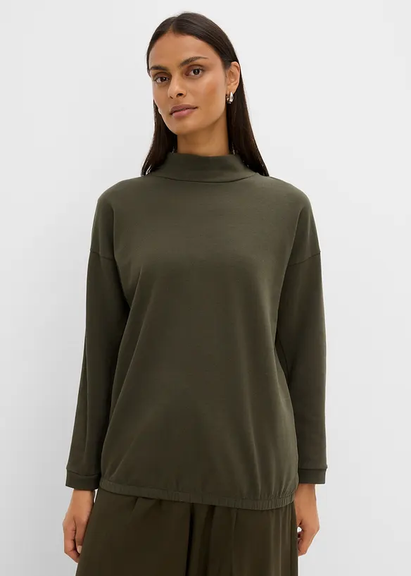 Sweatshirt aus weichem Baumwoll-Mix in grün von vorne (im Anschnitt) - bonprix Sweatshirt aus weichem Baumwoll-Mix in grün von vorne (im Anschnitt) - bonprix