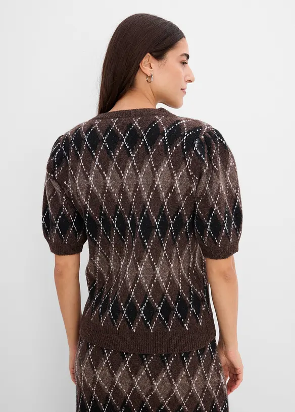 Strickjacke mit Puffärmeln in schwarz von hinten (im Anschnitt) - bonprix