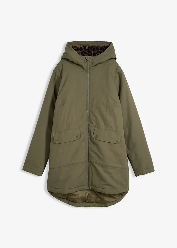 Parka mit Teddyfleece in grün von vorne - bonprix